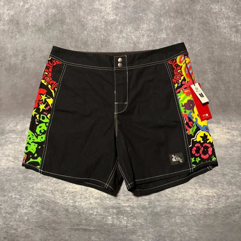 NWT Quiksilver x Saturdays NYC Original Arch 16 Board Shorts 34 Swim Trunk Black